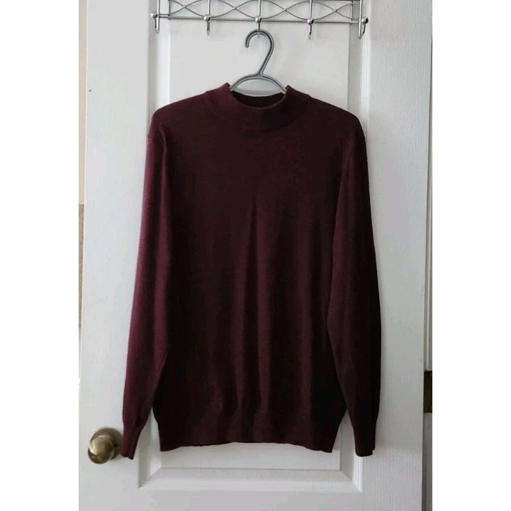 Joseph Abboud Mens Sweater Pullover Merino Wool Blend Long Sleeve Mock Neck Sz L